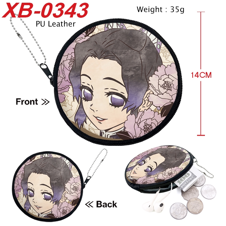 Demon Slayer Kimets Anime PU leather material circular zipper zero wallet 14cm