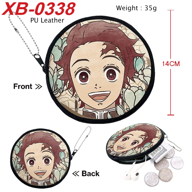 Demon Slayer Kimets Anime PU leather material circular zipper zero wallet 14cm