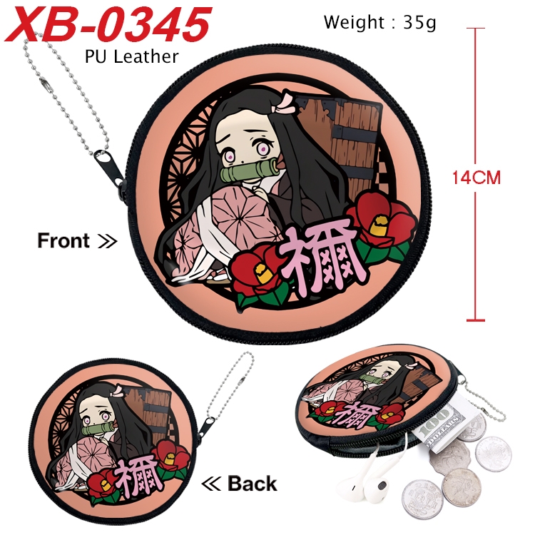 Demon Slayer Kimets Anime PU leather material circular zipper zero wallet 14cm