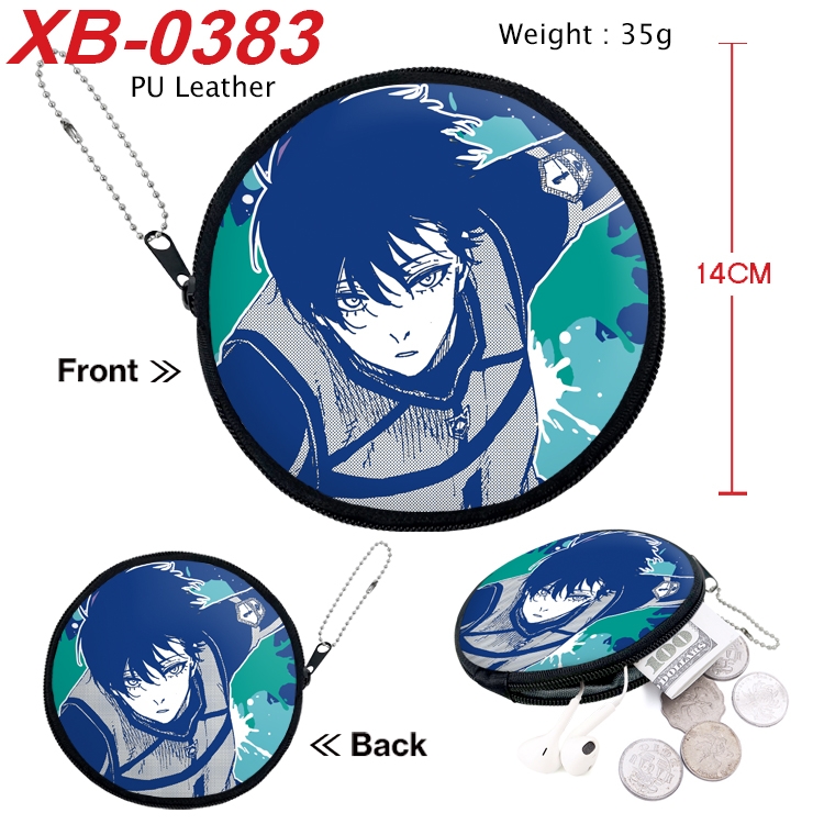 BLUE LOCK Anime PU leather material circular zipper zero wallet 14cm