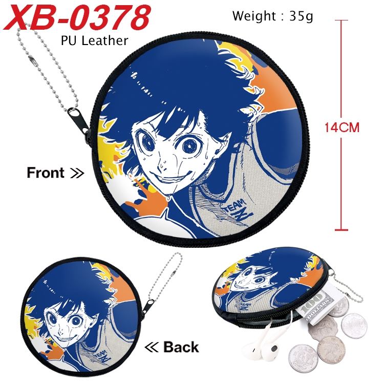 BLUE LOCK Anime PU leather material circular zipper zero wallet 14cm