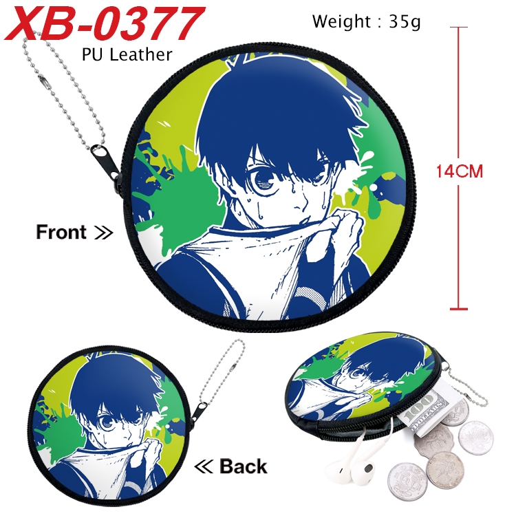 BLUE LOCK Anime PU leather material circular zipper zero wallet 14cm