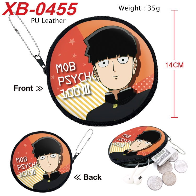 Mob Psycho 100 Anime PU leather material circular zipper zero wallet 14cm