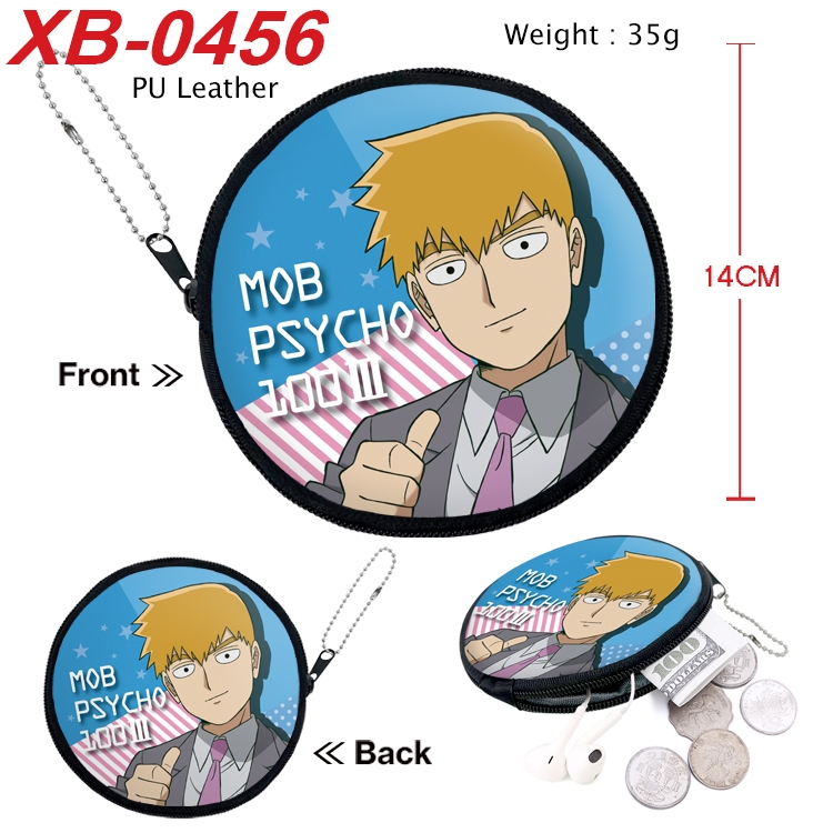 Mob Psycho 100 Anime PU leather material circular zipper zero wallet 14cm