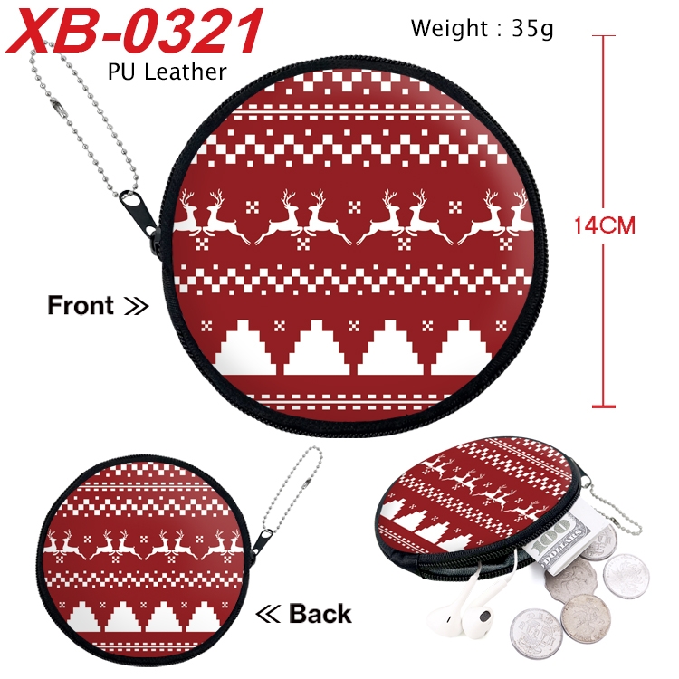 Christmas Anime PU leather material circular zipper zero wallet 14cm