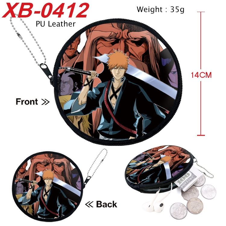 Bleach Anime PU leather material circular zipper zero wallet 14cm
