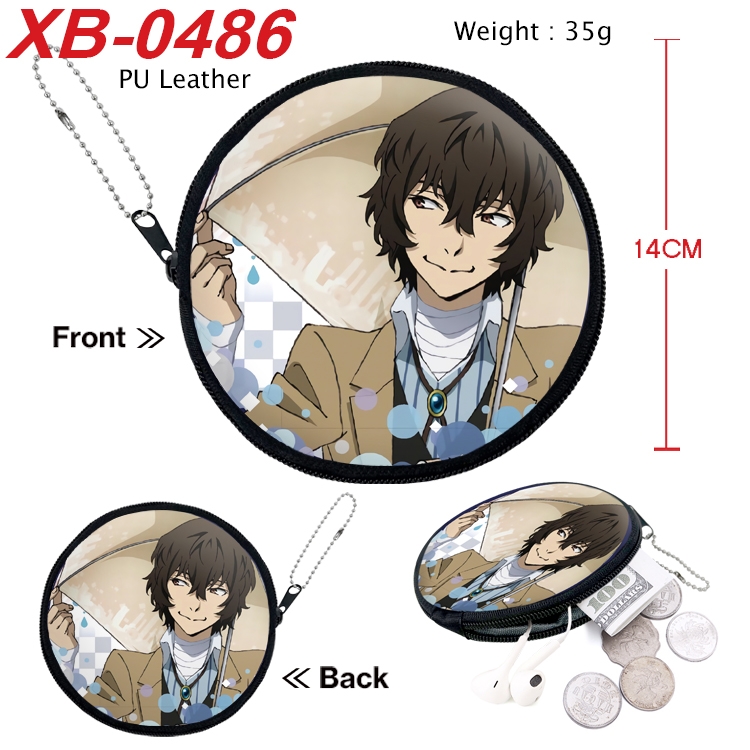 Bungo Stray Dogs Anime PU leather material circular zipper zero wallet 14cm