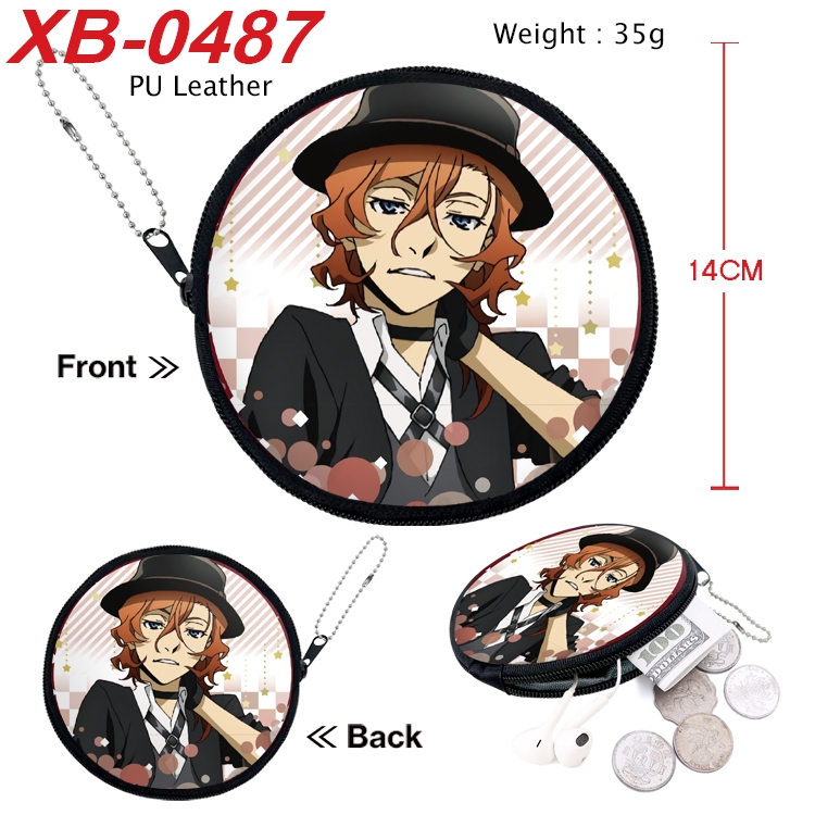 Bungo Stray Dogs Anime PU leather material circular zipper zero wallet 14cm