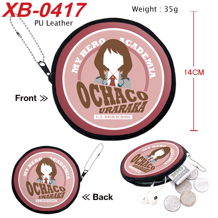 My Hero Academia Anime PU leather material circular zipper zero wallet 14cm
