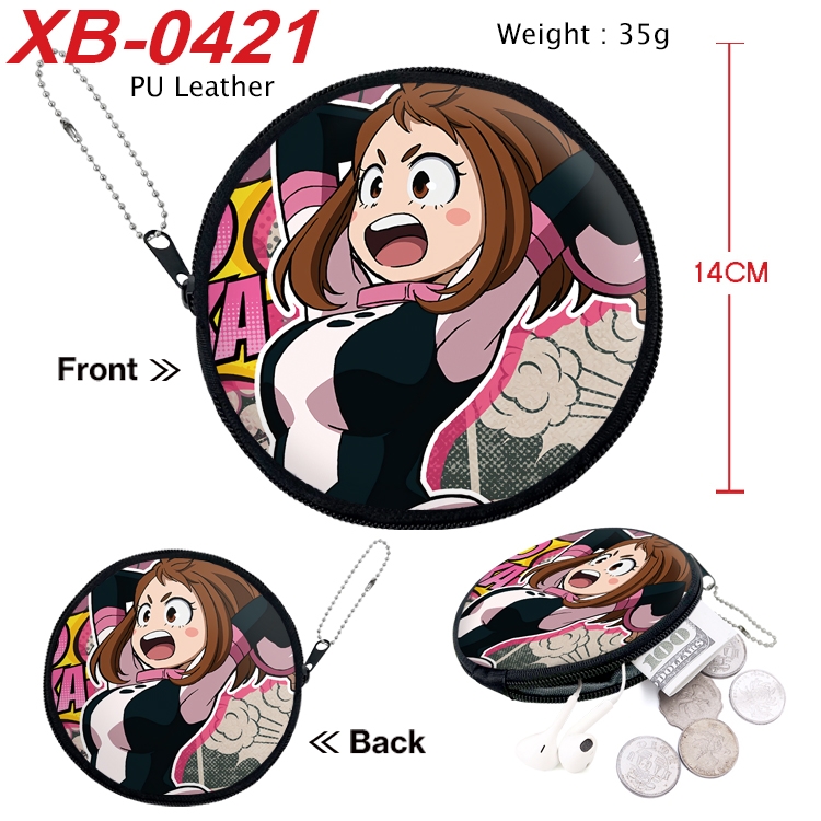 My Hero Academia Anime PU leather material circular zipper zero wallet 14cm