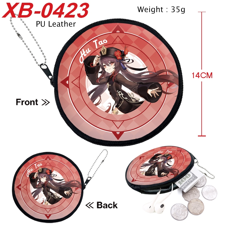 Genshin Impact Anime PU leather material circular zipper zero wallet 14cm