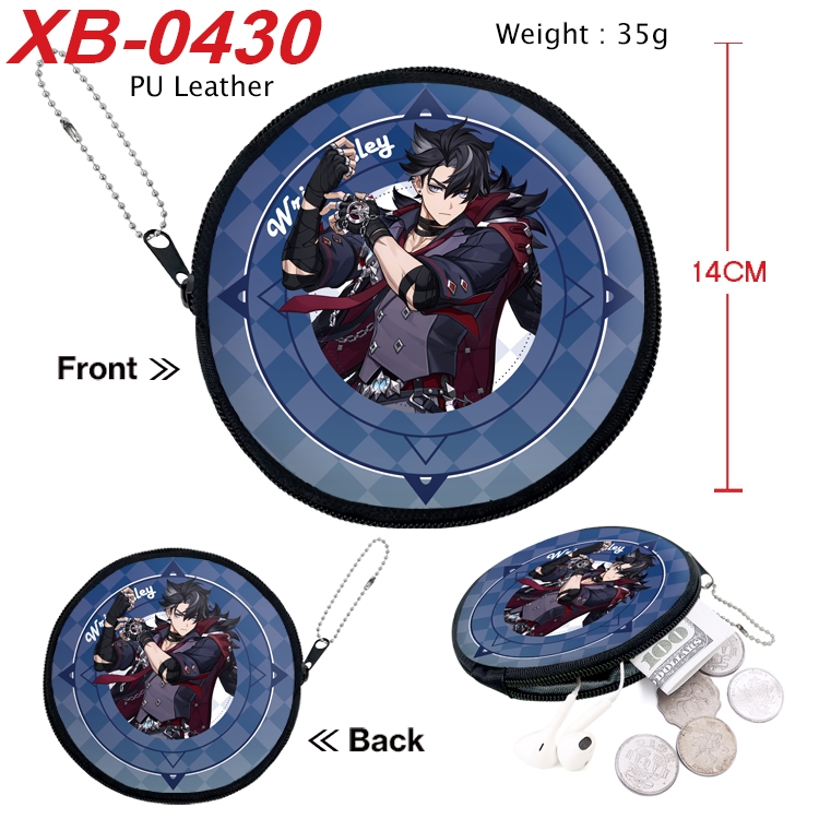 Genshin Impact Anime PU leather material circular zipper zero wallet 14cm