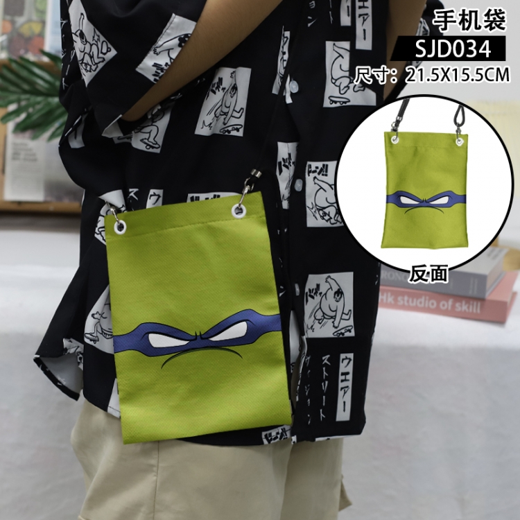 Teenage Mutant Ninja Anime mobile phone bag diagonal cross bag 21.5x15.5cm