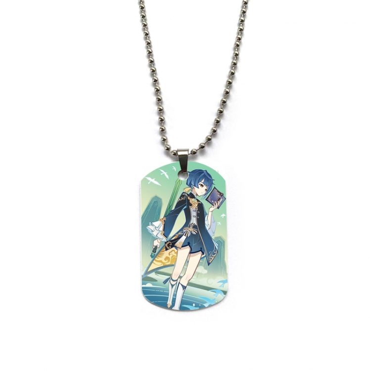 Genshin Impact Anime double-sided full color printed military brand necklace price for 5 pcs