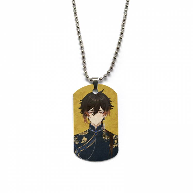 Genshin Impact Anime double-sided full color printed military brand necklace price for 5 pcs