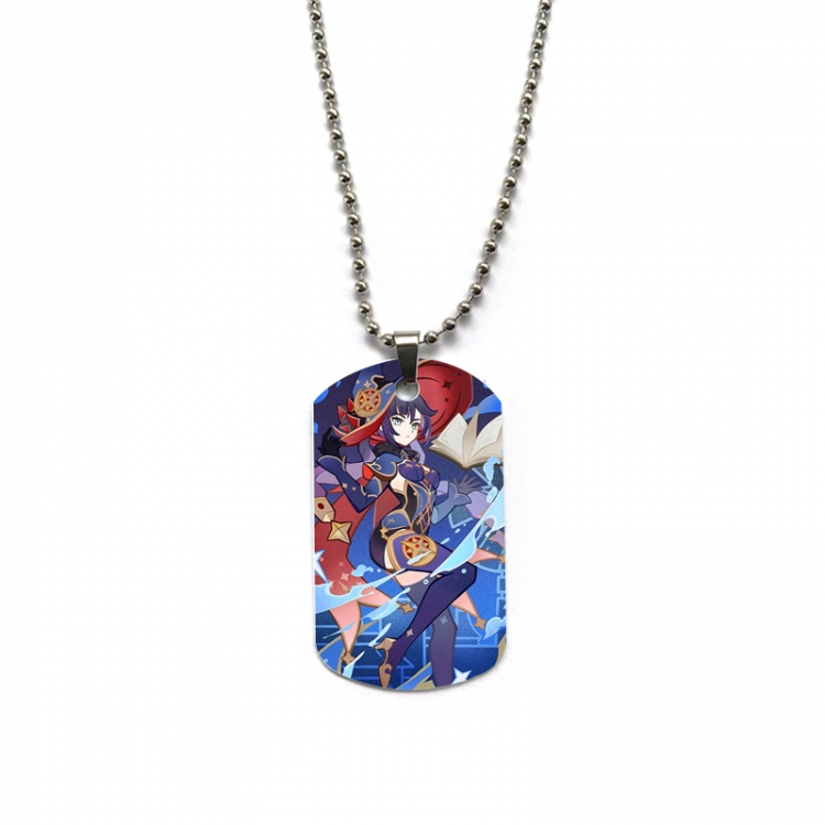 Genshin Impact Anime double-sided full color printed military brand necklace price for 5 pcs