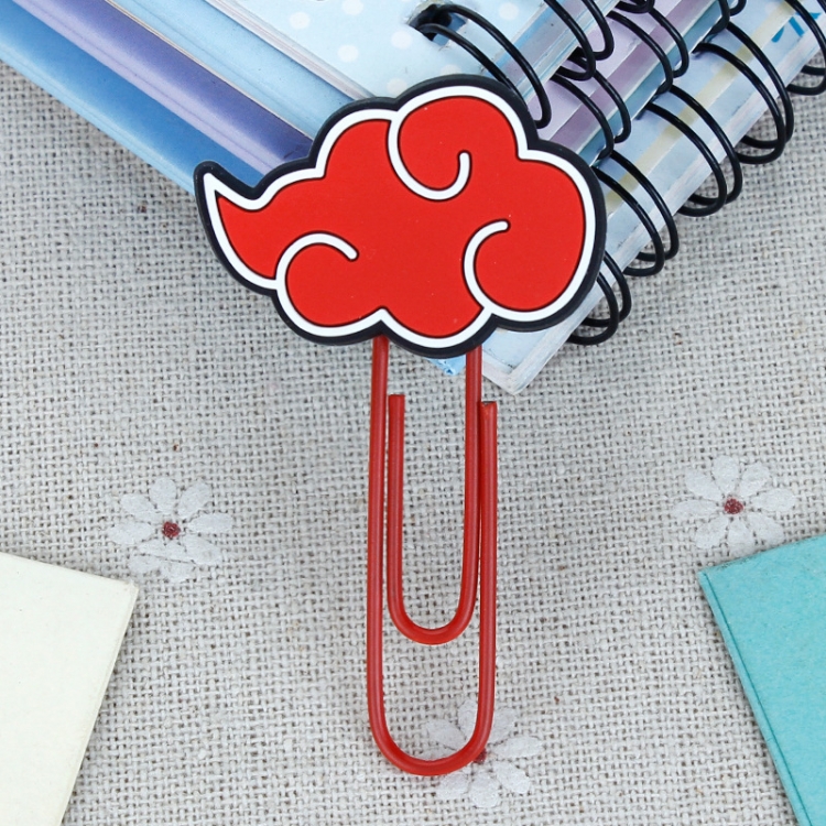 Naruto U-shaped PVC soft rubber bookmark metal clip stationery colored paper clip price for 20 pcs