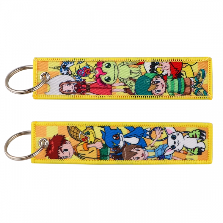CrayonShin Double sided color woven label keychain with thickened hanging rope 13x3cm 10G price for 5 pcs