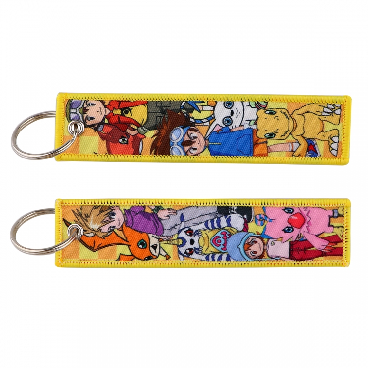 CrayonShin Double sided color woven label keychain with thickened hanging rope 13x3cm 10G price for 5 pcs