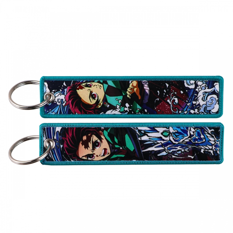 Demon Slayer Kimets Double sided color woven label keychain with thickened hanging rope 13x3cm 10G price for 5 pcs