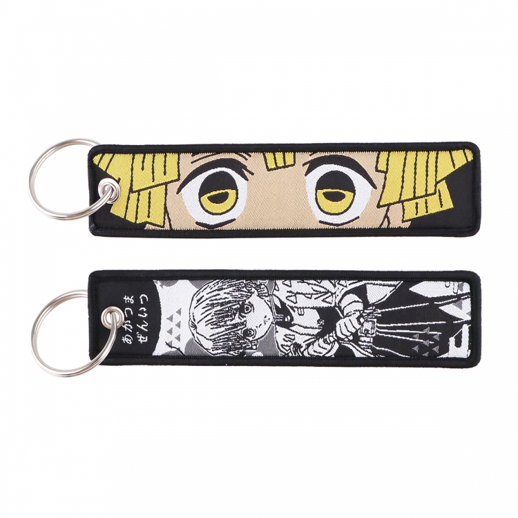 Demon Slayer Kimets Double sided color woven label keychain with thickened hanging rope 13x3cm 10G price for 5 pcs