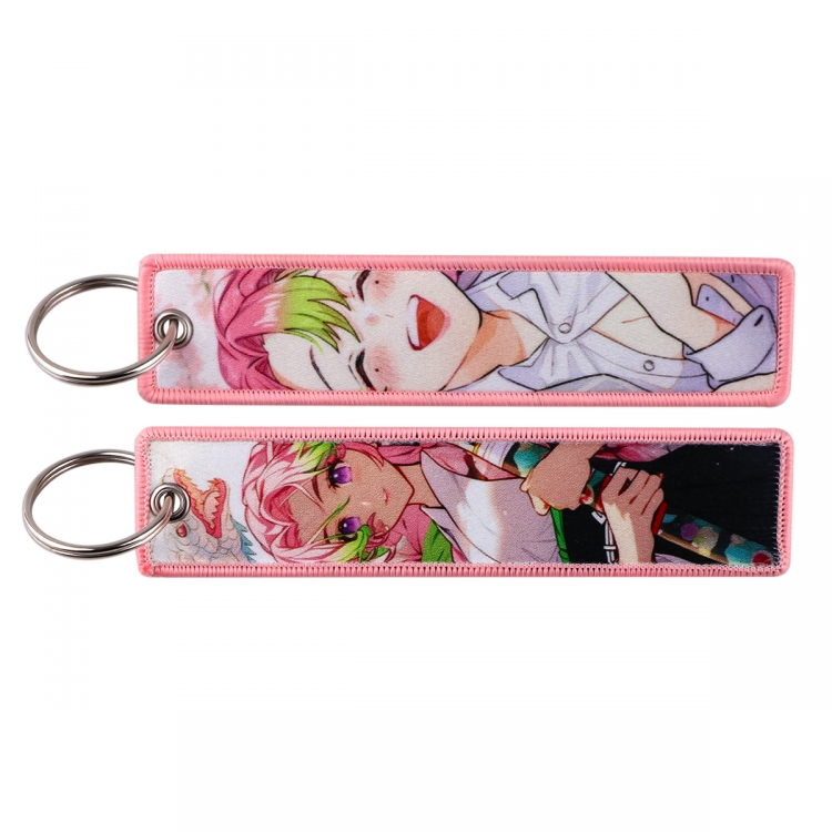 Demon Slayer Kimets Double sided color woven label keychain with thickened hanging rope 13x3cm 10G price for 5 pcs