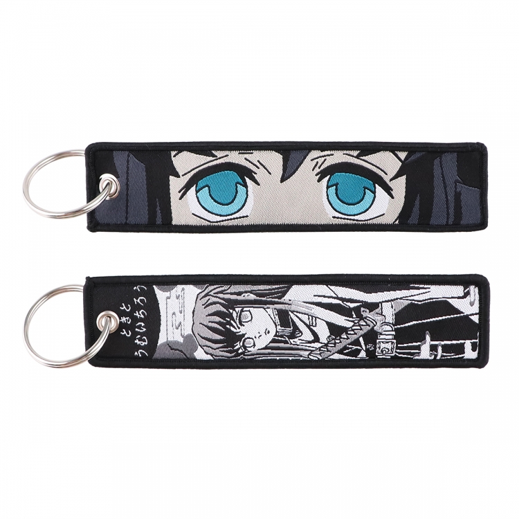 Demon Slayer Kimets Double sided color woven label keychain with thickened hanging rope 13x3cm 10G price for 5 pcs