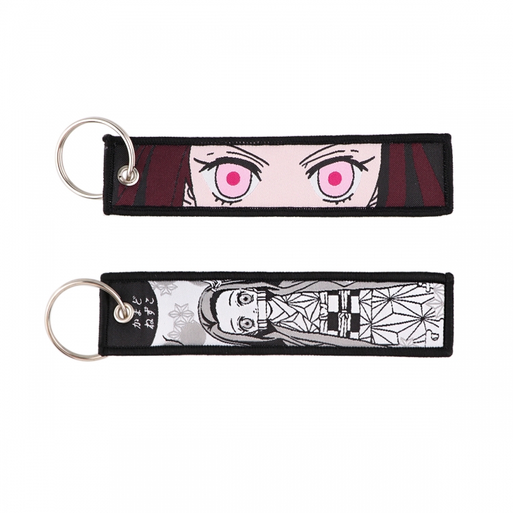 Demon Slayer Kimets Double sided color woven label keychain with thickened hanging rope 13x3cm 10G price for 5 pcs