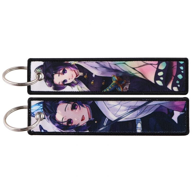 Demon Slayer Kimets Double sided color woven label keychain with thickened hanging rope 13x3cm 10G price for 5 pcs