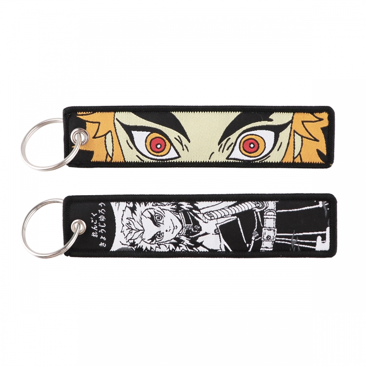 Demon Slayer Kimets Double sided color woven label keychain with thickened hanging rope 13x3cm 10G price for 5 pcs