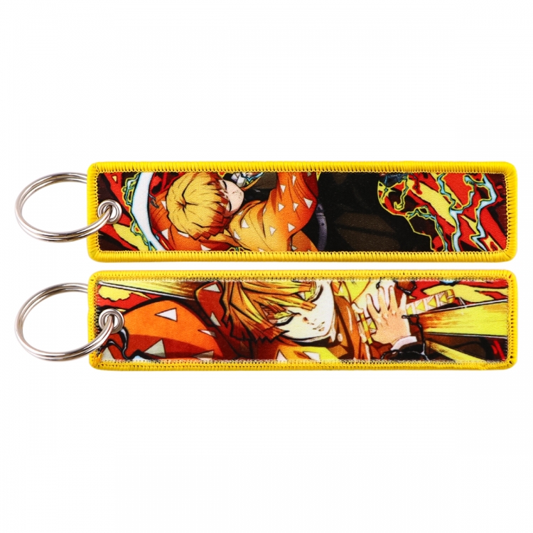 Demon Slayer Kimets Double sided color woven label keychain with thickened hanging rope 13x3cm 10G price for 5 pcs