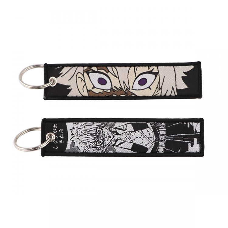 Demon Slayer Kimets Double sided color woven label keychain with thickened hanging rope 13x3cm 10G price for 5 pcs