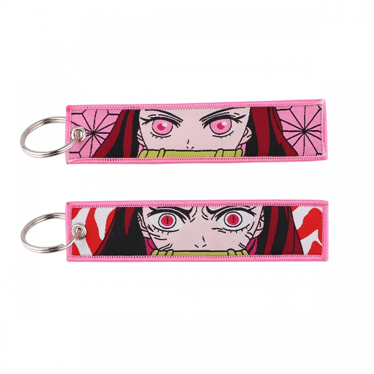 Demon Slayer Kimets Double sided color woven label keychain with thickened hanging rope 13x3cm 10G price for 5 pcs