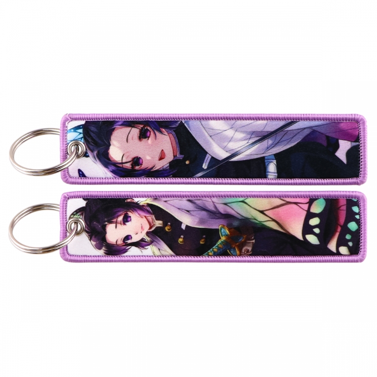 Demon Slayer Kimets Double sided color woven label keychain with thickened hanging rope 13x3cm 10G price for 5 pcs