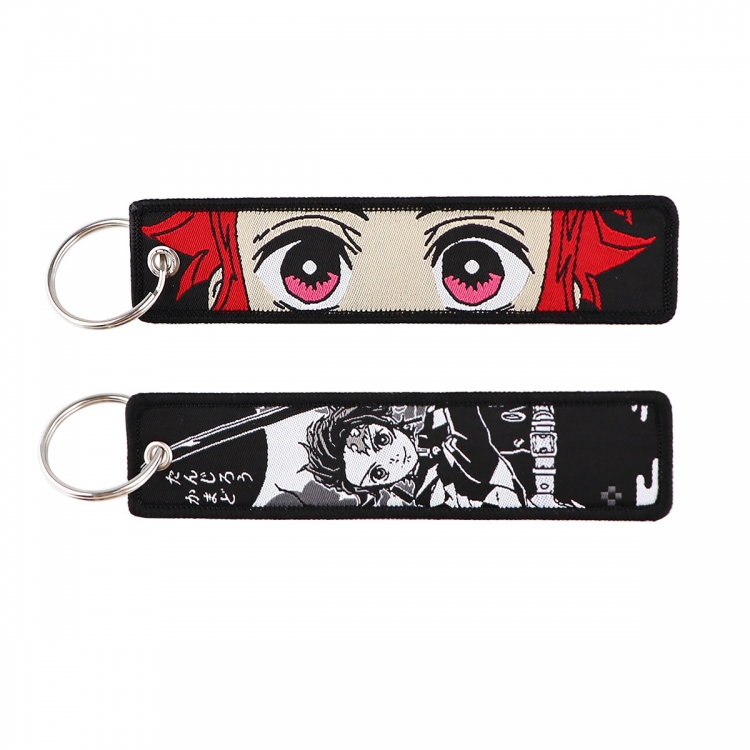 Demon Slayer Kimets Double sided color woven label keychain with thickened hanging rope 13x3cm 10G price for 5 pcs