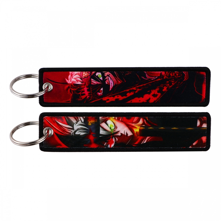 Black Clover Double sided color woven label keychain with thickened hanging rope 13x3cm 10G price for 5 pcs