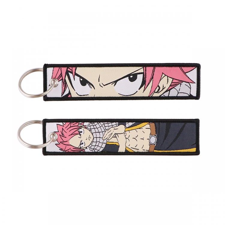 Fairy tail Double sided color woven label keychain with thickened hanging rope 13x3cm 10G price for 5 pcs