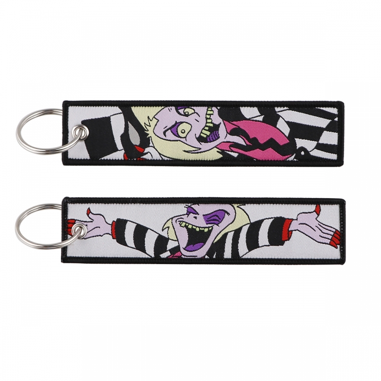 Skeleton Jack Double sided color woven label keychain with thickened hanging rope 13x3cm 10G price for 5 pcs