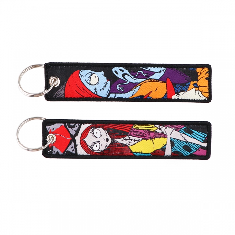 Skeleton Jack Double sided color woven label keychain with thickened hanging rope 13x3cm 10G price for 5 pcs