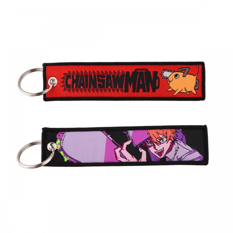 Chainsawman Double sided color woven label keychain with thickened hanging rope 13x3cm 10G price for 5 pcs