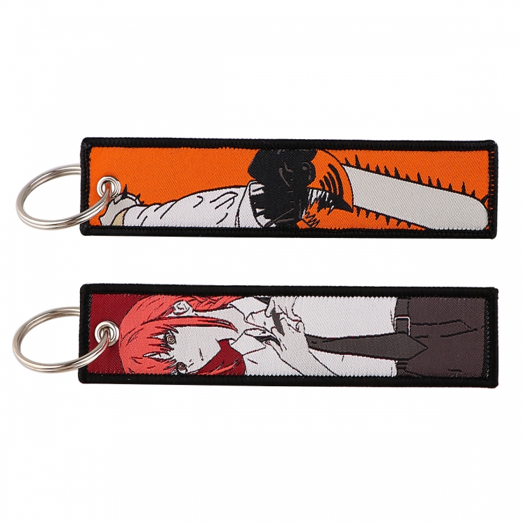 Chainsawman Double sided color woven label keychain with thickened hanging rope 13x3cm 10G price for 5 pcs