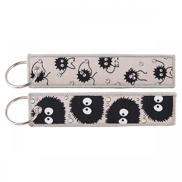 Spirited Away Double sided color woven label keychain with thickened hanging rope 13x3cm 10G price for 5 pcs