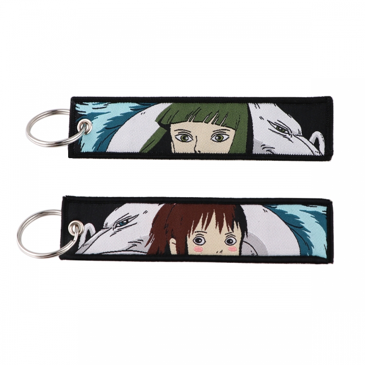 Spirited Away Double sided color woven label keychain with thickened hanging rope 13x3cm 10G price for 5 pcs