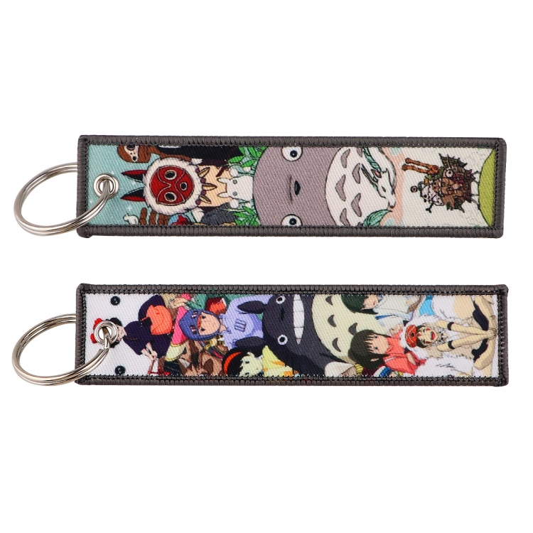 TOTORO Double sided color woven label keychain with thickened hanging rope 13x3cm 10G price for 5 pcs