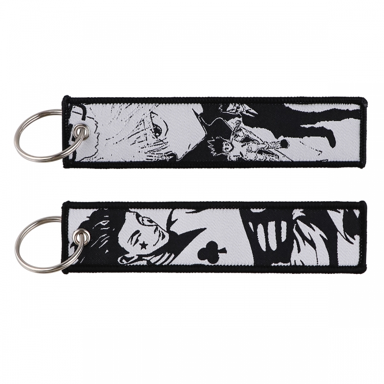 HunterXHunter Double sided color woven label keychain with thickened hanging rope 13x3cm 10G price for 5 pcs