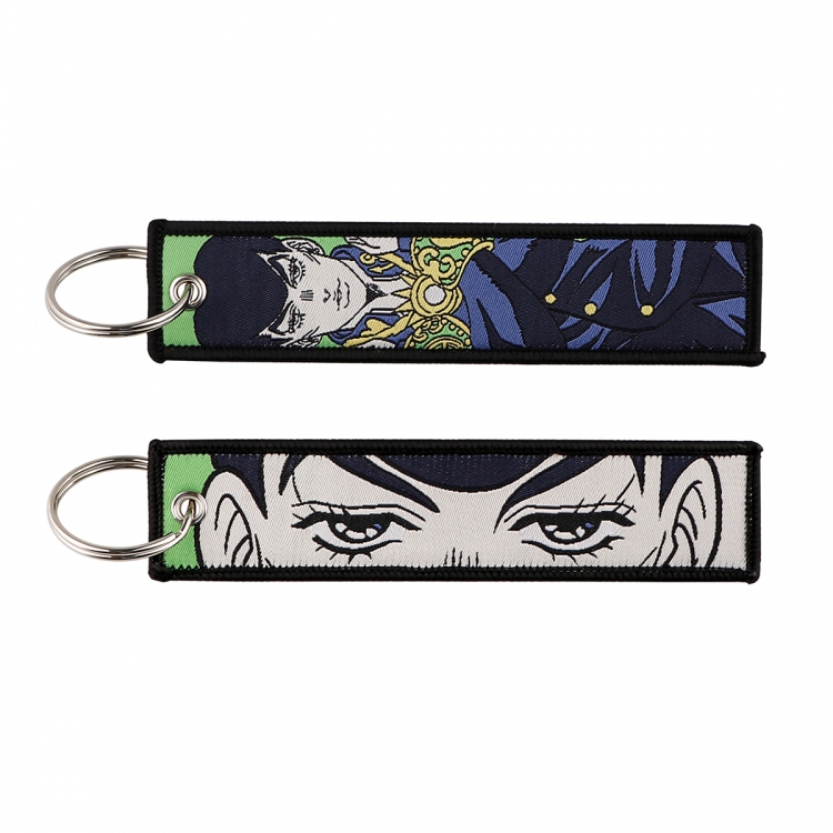 JoJos Bizarre Adventure Double sided color woven label keychain with thickened hanging rope 13x3cm 10G price for 5 pcs