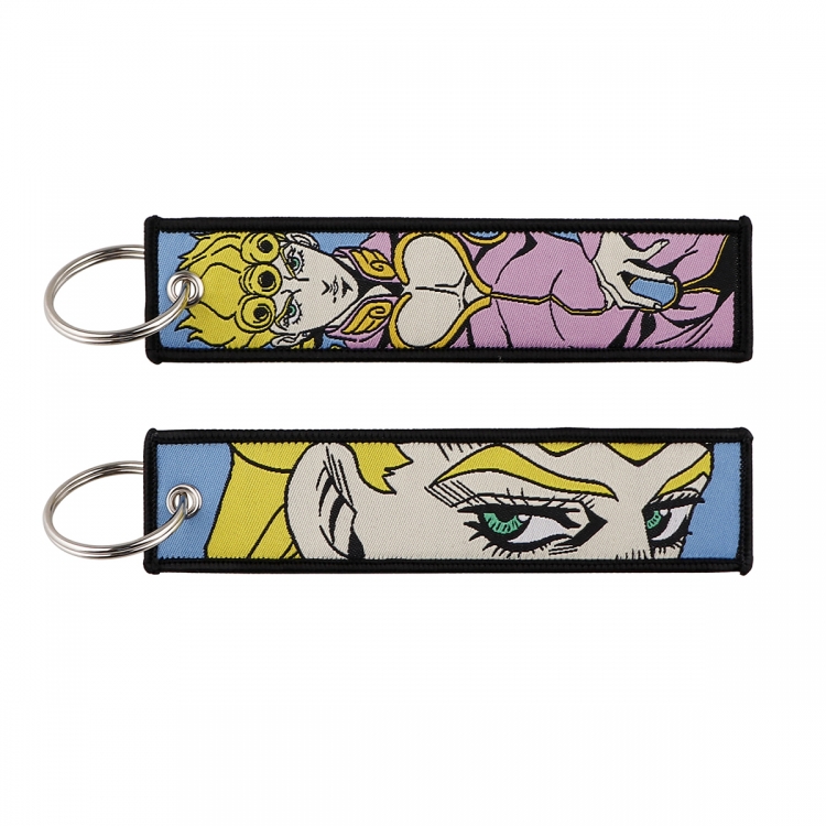 JoJos Bizarre Adventure Double sided color woven label keychain with thickened hanging rope 13x3cm 10G price for 5 pcs
