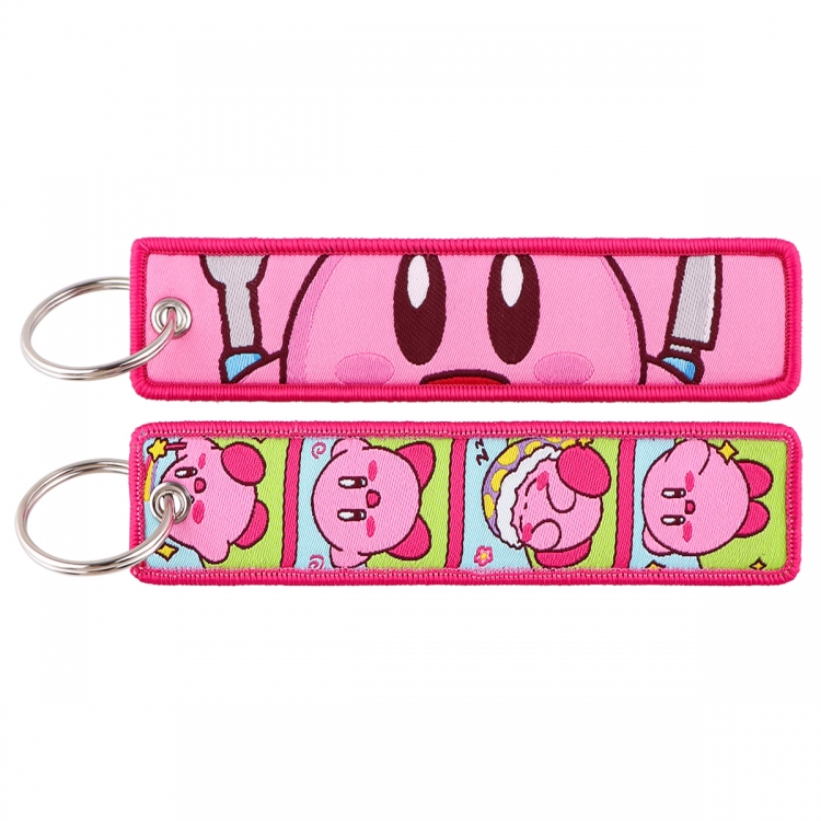 Kirby Double sided color woven label keychain with thickened hanging rope 13x3cm 10G price for 5 pcs