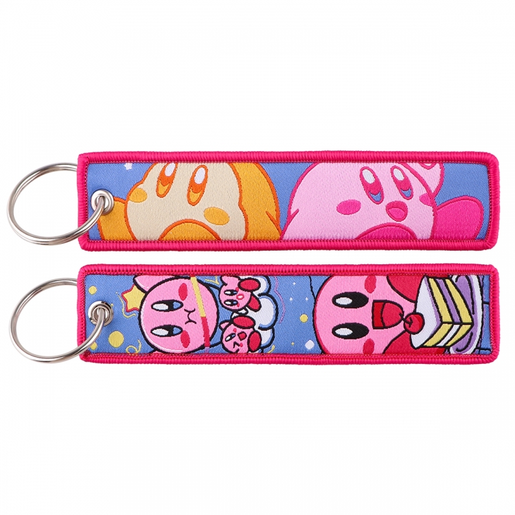 Kirby Double sided color woven label keychain with thickened hanging rope 13x3cm 10G price for 5 pcs