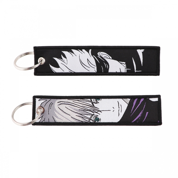 Jujutsu Kaisen Double sided color woven label keychain with thickened hanging rope 13x3cm 10G price for 5 pcs